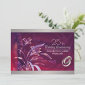 25e jubileum Bloem Burgundy Zilver Kaart (Staand voorkant)