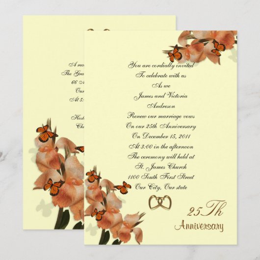 25e Jubileum bruiloft Gelofte hernieuwing Kaart (Voorkant / Achterkant)