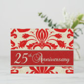 25e Jubileum Business Red Damask Kaart (Staand voorkant)