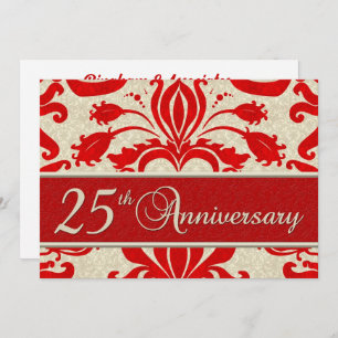 25e Jubileum Business Red Damask Kaart