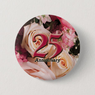 25e Jubileum Buttonnen Ronde Button 5,7 Cm