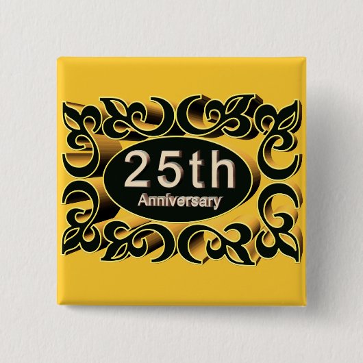 25e Jubileum Buttonnen Vierkante Button 5,1 Cm (Voorkant)