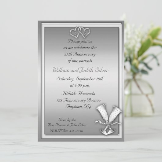 25e Jubileum Champagne Uitnodiging (Staand voorkant)