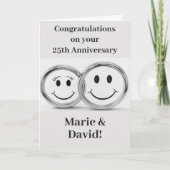 25e Jubileum Cute Silver Wedding Rings Kaart (Voorkant)
