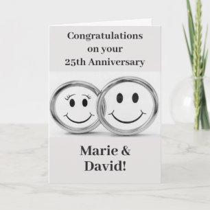25e Jubileum Cute Silver Wedding Rings Kaart