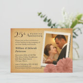 25e Jubileum  Daisy Foto-uitnodigingen Kaart (Staand voorkant)