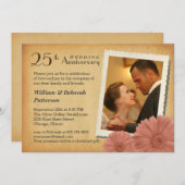 25e Jubileum  Daisy Foto-uitnodigingen Kaart (Voorkant / Achterkant)