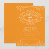 25e jubileum damast uitnodiging oranje wit (Voorkant / Achterkant)