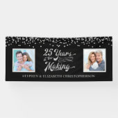 25e Jubileum Dan & nu Foto's Zilveren Confetti Spandoek (Horizontaal)