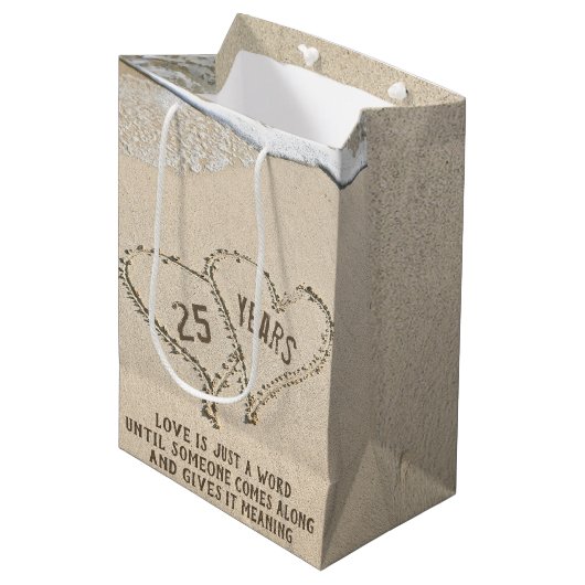 25e Jubileum doorsnede Gemiddelde Gift Bag Medium Cadeauzakje (Voorkant Gekanteld)