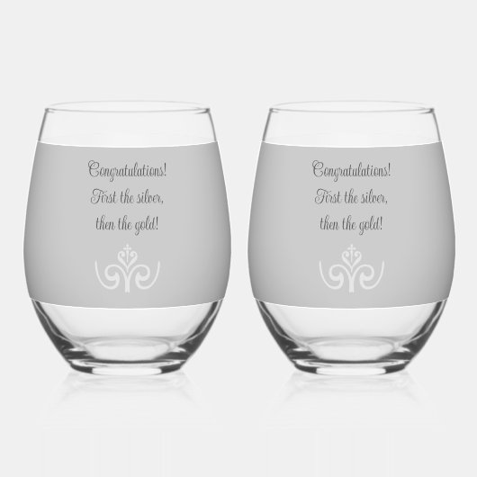 25e Jubileum Drinkware Set Wijnglas Zonder Voet (Achterkant)