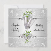 25e Jubileum Elegant Silver White Floral Kaart (Voorkant)