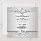 25e Jubileum Elegant Silver White Floral Kaart (Achterkant)