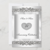 25e Jubileum Elegant White Silver Heart Lace 3 Kaart (Voorkant)
