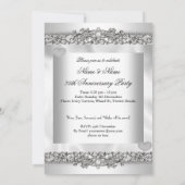 25e Jubileum Elegant White Silver Heart Lace 3 Kaart (Achterkant)