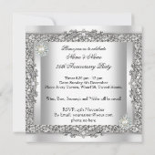 25e Jubileum Elegant White Silver Pearl Lace Kaart (Achterkant)