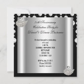 25e jubileum Elegant Zilver Zwart Witte Zwaan Kaart (Achterkant)