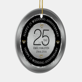 25e Jubileum en zilverontwerp voor bruiloft Keramisch Ornament
