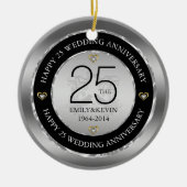 25e Jubileum en zilverontwerp voor bruiloft Keramisch Ornament (Voorkant)
