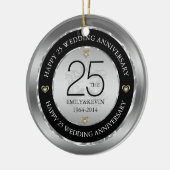 25e Jubileum en zilverontwerp voor bruiloft Keramisch Ornament (Links)