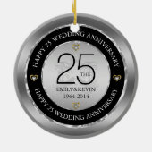 25e Jubileum en zilverontwerp voor bruiloft Keramisch Ornament (Achterkant)