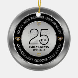 25e Jubileum en zilverontwerp voor bruiloft Keramisch Ornament