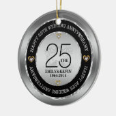 25e Jubileum en zilverontwerp voor bruiloft Keramisch Ornament (Links)