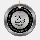 25e Jubileum en zilverontwerp voor bruiloft Keramisch Ornament (Achterkant)