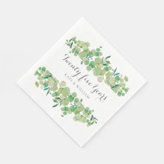 25e Jubileum Eucalyptus Bloemengroen Servet (Hoek)