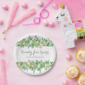 25e jubileum Eucalyptus bloemstuk groen Papieren Bordje (Feest)