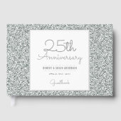 25e Jubileum Faux Silver Glitter Gastenboek (Voorkant)