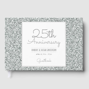 25e Jubileum Faux Silver Glitter Gastenboek