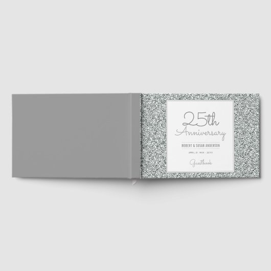 25e Jubileum Faux Silver Glitter Gastenboek (Volledig)