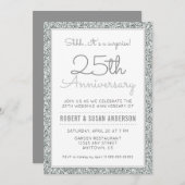 25e Jubileum | Faux Silver Glitter Kaart (Voorkant / Achterkant)