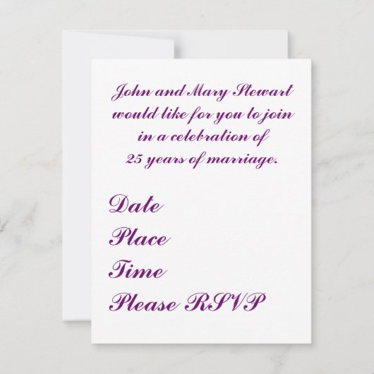 25e Jubileum feestdag Kaart (Achterkant)