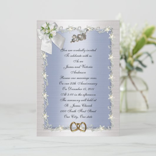 25e Jubileum feestuitnodiging elegant Kaart (Staand voorkant)