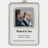 25e Jubileum foto aandenken | Vakantiepaar Verzilverd Omlijst Ornament (Voorkant)
