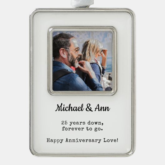 25e Jubileum foto aandenken | Vakantiepaar Verzilverd Omlijst Ornament (Voorkant)