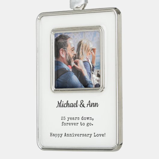 25e Jubileum foto aandenken | Vakantiepaar Verzilverd Omlijst Ornament (Links)