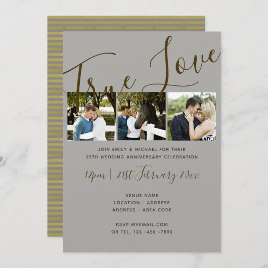 25e Jubileum FOTO Collage SILVER Wed Invites Kaart (Voorkant / Achterkant)