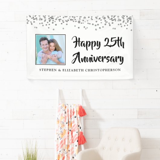 25e Jubileum Foto Silver Confetti Spandoek (Insitu)