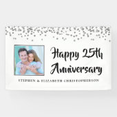 25e Jubileum Foto Silver Confetti Spandoek (Horizontaal)