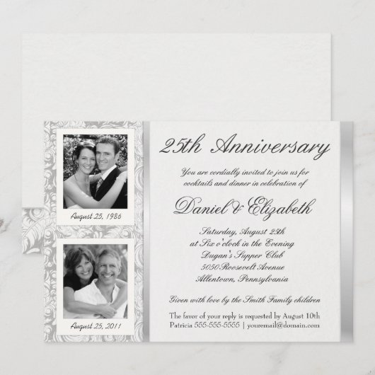 25e Jubileum - Foto-uitnodigingen - Nu en dan Kaart (Voorkant / Achterkant)