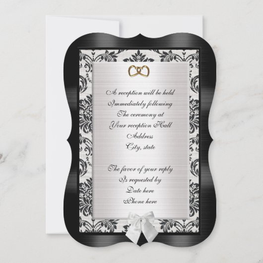 25e Jubileum gelofte verlenging Damask uitnodiging (Achterkant)