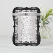 25e Jubileum gelofte verlenging Damask uitnodiging (Staand voorkant)