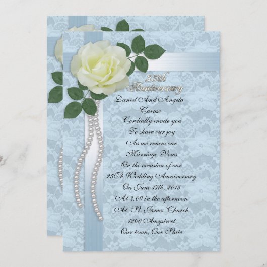25e Jubileum gelofte verlenging Uitnodiging Witte (Voorkant / Achterkant)