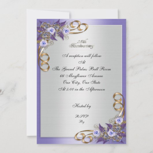 25e Jubileum Gelofte Vernieuwing Elegante Bloemen Kaart (Achterkant)