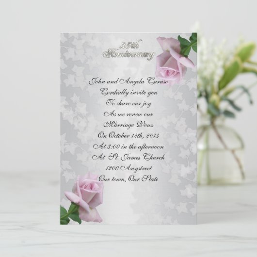 25e Jubileum Gelofte Vernieuwing Lavendel rozen Kaart (Staand voorkant)