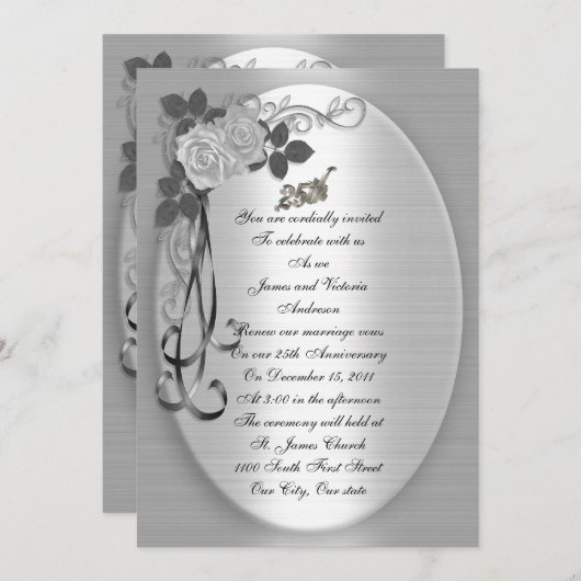 25e Jubileum Gelofte vernieuwing witte rozen Kaart (Voorkant / Achterkant)