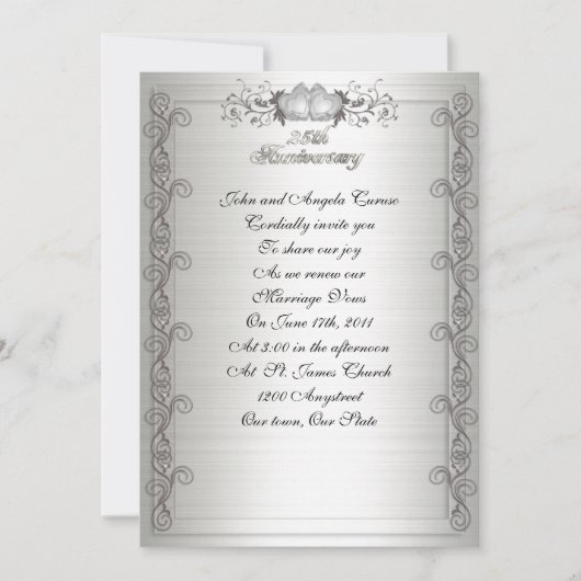 25e Jubileum gelofte vernieuwingsuitnodiging Kaart (Voorkant)